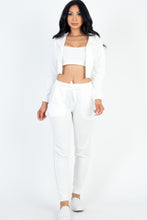 Load image into Gallery viewer, French Terry Cropped Cami With Zip-up Jacket And Joggers Set