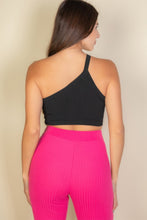 Load image into Gallery viewer, One Shoulder Ribbed Cropped Top