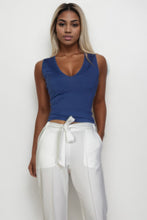 Load image into Gallery viewer, Ribbed V-neck Sleeveless Top