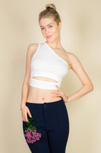Load image into Gallery viewer, Ribbed Knit Cut Out One Shoulder Crop Top