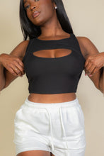 Load image into Gallery viewer, Ribbed Cut Out Front Crop Top