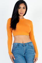 Load image into Gallery viewer, Crew Neck Long Sleeve Cropped Top