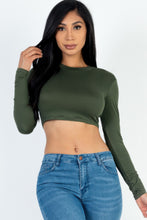 Load image into Gallery viewer, Crew Neck Long Sleeve Cropped Top