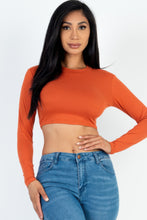 Load image into Gallery viewer, Crew Neck Long Sleeve Cropped Top