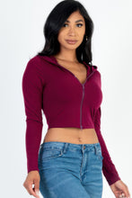 Load image into Gallery viewer, French Terry Crop Zip Up Hoodie