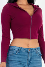 Load image into Gallery viewer, French Terry Crop Zip Up Hoodie