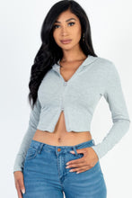 Load image into Gallery viewer, French Terry Crop Zip Up Hoodie