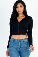 Load image into Gallery viewer, French Terry Crop Zip Up Hoodie