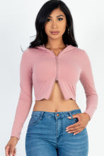 Load image into Gallery viewer, French Terry Crop Zip Up Hoodie