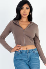 Load image into Gallery viewer, French Terry Crop Zip Up Hoodie