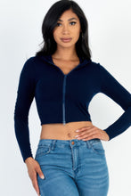 Load image into Gallery viewer, French Terry Crop Zip Up Hoodie