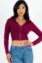 Load image into Gallery viewer, French Terry Crop Zip Up Hoodie