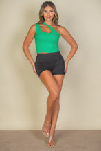 Load image into Gallery viewer, Ribbed One Shoulder Cross Strap Crop Top