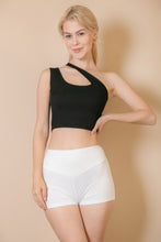 Load image into Gallery viewer, Ribbed One Shoulder Cross Strap Crop Top
