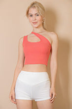 Load image into Gallery viewer, Ribbed One Shoulder Cross Strap Crop Top