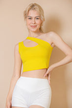 Load image into Gallery viewer, Ribbed One Shoulder Cross Strap Crop Top