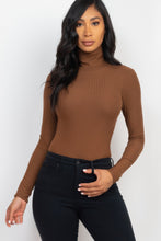 Load image into Gallery viewer, Ribbed Turtle Neck Long Sleeve Bodysuit