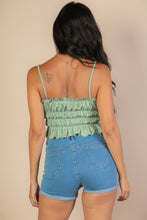 Load image into Gallery viewer, Tiered Shirred Body Crop Top