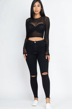 Load image into Gallery viewer, Sexy Sheer Mesh Long Sleeve Crop Top