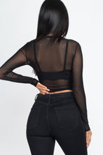 Load image into Gallery viewer, Sexy Sheer Mesh Long Sleeve Crop Top