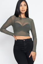 Load image into Gallery viewer, Sexy Sheer Mesh Long Sleeve Crop Top