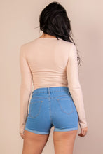 Load image into Gallery viewer, Ribbed Long Sleeve Snap Button Down Crop Top