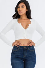 Load image into Gallery viewer, Ribbed Long Sleeve Snap Button Down Crop Top