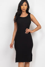 Load image into Gallery viewer, Ribbed Side Slit Tank Midi Dress