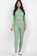 Load image into Gallery viewer, Ribbed Mock Neck Long Sleeve Top &amp; Leggings Set
