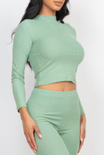 Load image into Gallery viewer, Ribbed Mock Neck Long Sleeve Top &amp; Leggings Set
