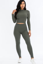 Load image into Gallery viewer, Ribbed Mock Neck Long Sleeve Top &amp; Leggings Set