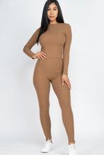 Load image into Gallery viewer, Ribbed Mock Neck Long Sleeve Top &amp; Leggings Set