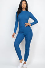 Load image into Gallery viewer, Ribbed Mock Neck Long Sleeve Top &amp; Leggings Set