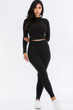 Load image into Gallery viewer, Ribbed Mock Neck Long Sleeve Top &amp; Leggings Set