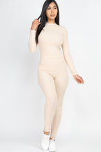 Load image into Gallery viewer, Ribbed Mock Neck Long Sleeve Top &amp; Leggings Set