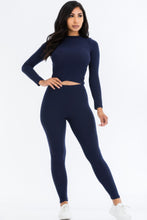 Load image into Gallery viewer, Ribbed Mock Neck Long Sleeve Top &amp; Leggings Set