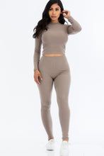 Load image into Gallery viewer, Ribbed Mock Neck Long Sleeve Top &amp; Leggings Set