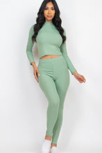 Load image into Gallery viewer, Ribbed Mock Neck Long Sleeve Top &amp; Leggings Set