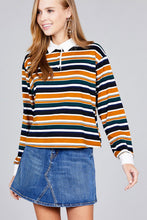 Load image into Gallery viewer, Ladies fashion plus size long sleeve multi striped dty brushed shirts