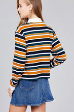 Load image into Gallery viewer, Ladies fashion plus size long sleeve multi striped dty brushed shirts