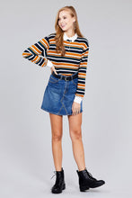 Load image into Gallery viewer, Ladies fashion plus size long sleeve multi striped dty brushed shirts