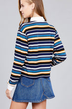 Load image into Gallery viewer, Ladies fashion plus size long sleeve multi striped dty brushed shirts