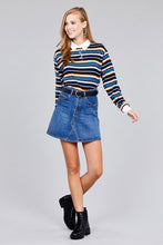 Load image into Gallery viewer, Ladies fashion plus size long sleeve multi striped dty brushed shirts