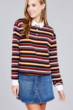 Load image into Gallery viewer, Ladies fashion plus size long sleeve multi striped dty brushed shirts