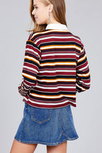 Load image into Gallery viewer, Ladies fashion plus size long sleeve multi striped dty brushed shirts