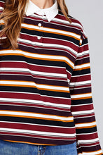 Load image into Gallery viewer, Ladies fashion plus size long sleeve multi striped dty brushed shirts