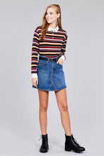 Load image into Gallery viewer, Ladies fashion plus size long sleeve multi striped dty brushed shirts