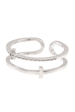 Load image into Gallery viewer, Cz stone cross accent cuff ring