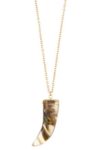Load image into Gallery viewer, Elongated single horn pendant necklace