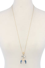 Load image into Gallery viewer, Double horn natural stone pendant necklace